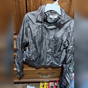 Rampage Size XL Faux Leather Sip Up Jacket Metallic Silver
